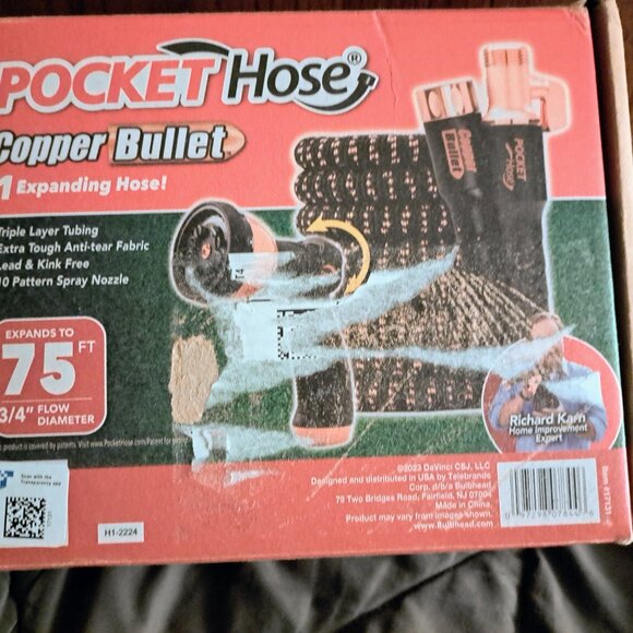 As Seen On TV Pocket Hose Copper Bullet 75ft Expanding Garden Hose UNOPENED - Picture 1 of 3